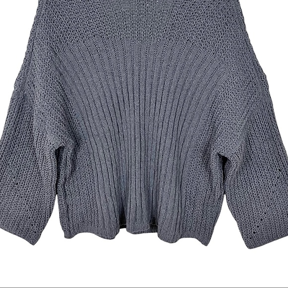 Umgee Oversized Chenille Loose Knit Wide Neckline V-neck Sweater - Picture 14 of 16